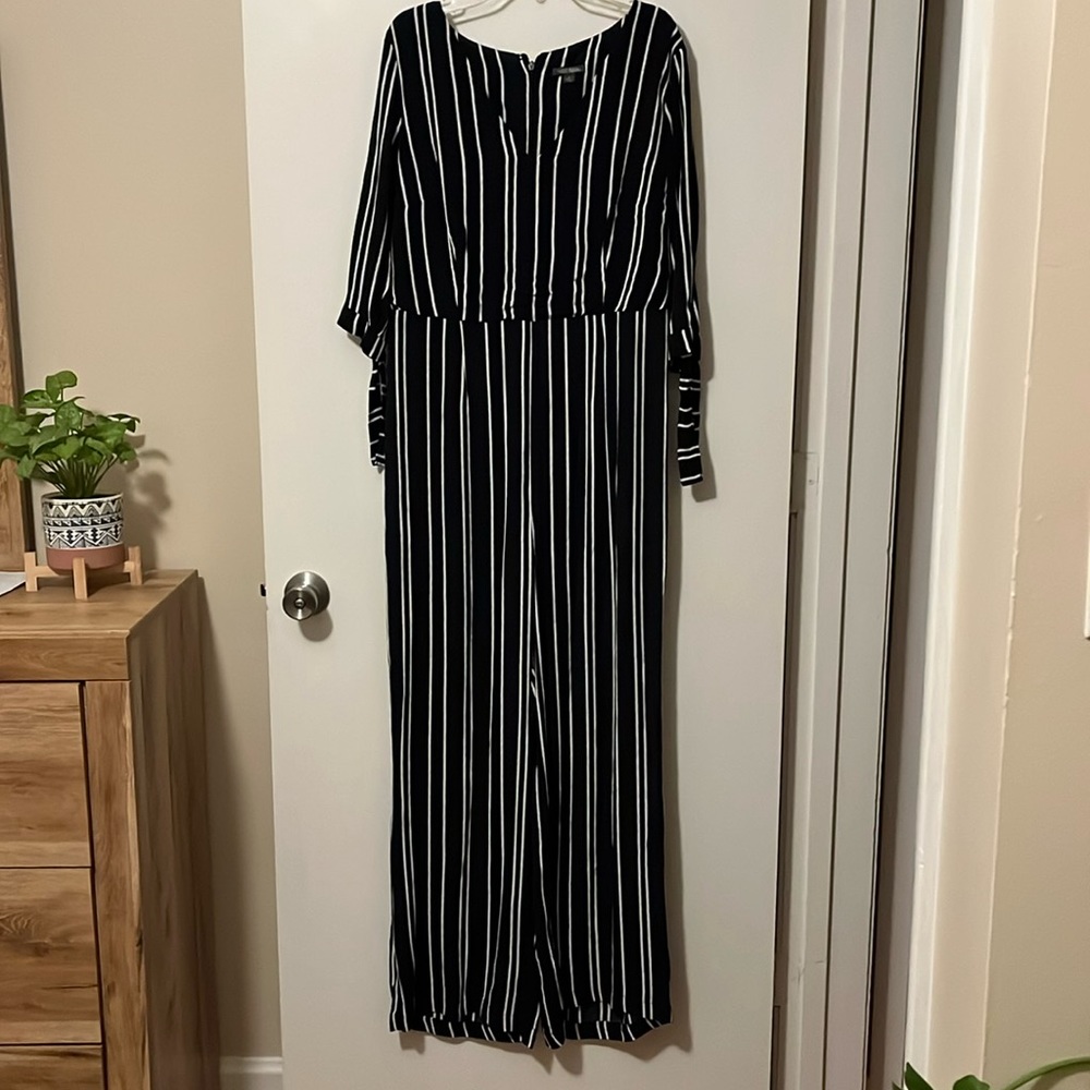 Black and White Pin Stripe Romper by wild fable